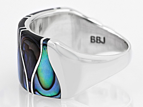 Fancy Cut Abalone Shell Sterling Silver Band Ring - Size 6