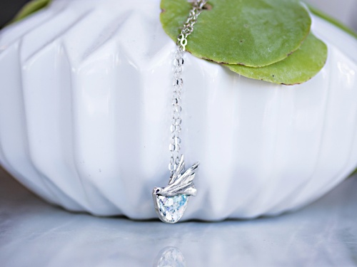 Artisan Collection Of Israel™ Man Made Roman Glass Sterling Silver Dove Pendant With Chain