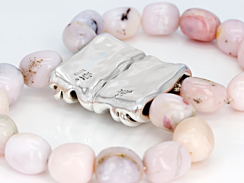 Artisan Collection Of Israel™ Mixed Shapes Pink Opal Bead Electroform Sterling Silver Bracelet - Size 8