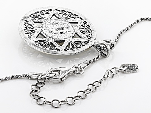 Artisan Collection Of Israel™ 10mm Man Made Roman Glass Silver Star Of David Pendant With Chain