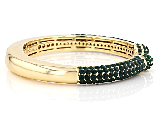 Joan Boyce, Gold Tone Green Crystal Cuff Bracelet - Size 7.25