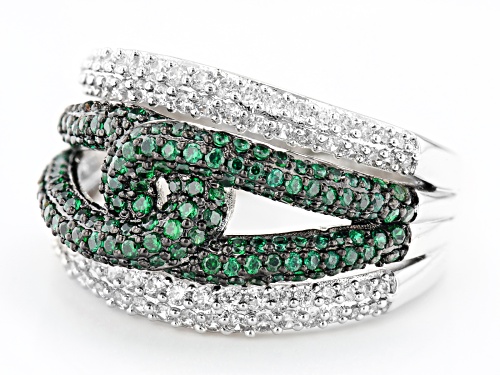Joan Boyce, 0.12ctw White and 0.03ctw Green Cubic Zirconia Rhodium Over Brass Ring - Size 6