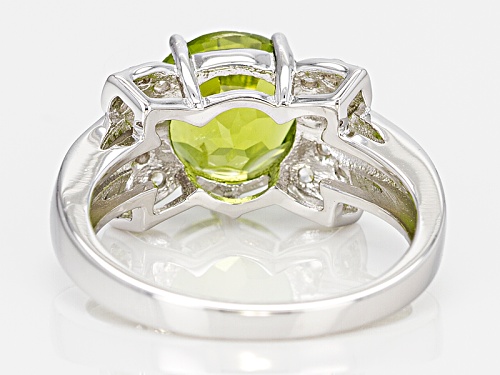 2.55ct Round Manchurian Peridot™ And .12ctw Round White Zircon Sterling Silver Ring - Size 8