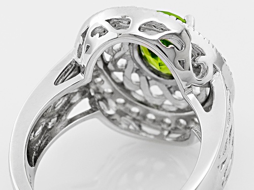 1.48ct Oval United States Peridot With .63ctw Round White Zircon Sterling Silver Ring - Size 5