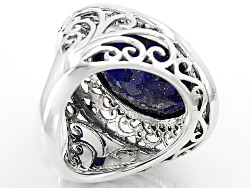 20x15mm Oval Lapis Lazuli Sterling Silver Cocktail Ring - Size 5