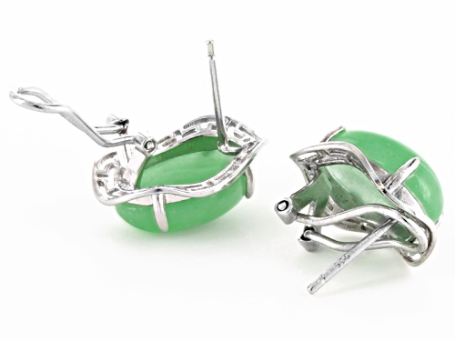 Pacific Style™ 10x14mm Oval Green Jadeite Sterling Silver Greek Key Stud Earrings