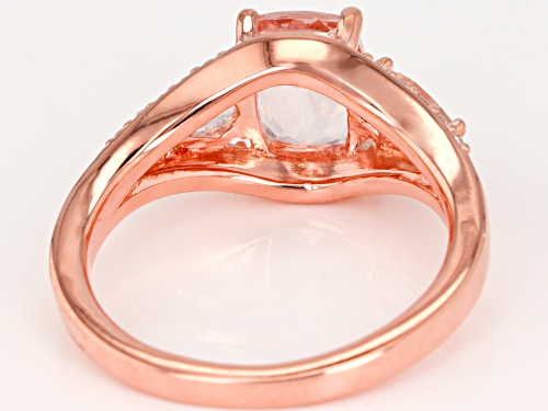 1.54ctw Cushion & Pear Shape Morganite With .17ctw White Zircon 18k Rose Gold Over Silver Ring - Size 9