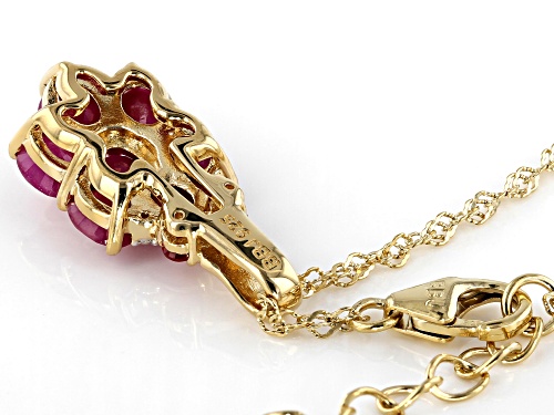 1.49ctw Burmese Ruby, .09ctw Red Spinel & .01ctw Diamond Accent 18k Gold Over Silver Pendant W/Chain