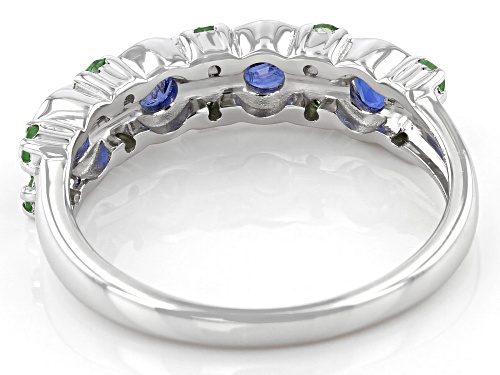 1.30ctw Round Kyanite with .45ctw Round Tsavorite Sterling Silver Band Ring - Size 11