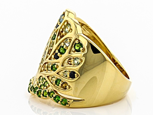 .47ctw chrome diopside, .48ctw Multi-Stone 18k Yellow Gold Over Sterling Silver Ring - Size 6