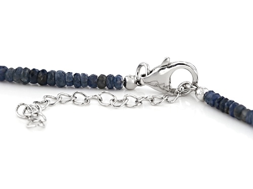 Graduated 3mm-4mm Faceted Cambodian Blue Sapphire Rondelle Bead Strand Sterling Necklace - Size 18