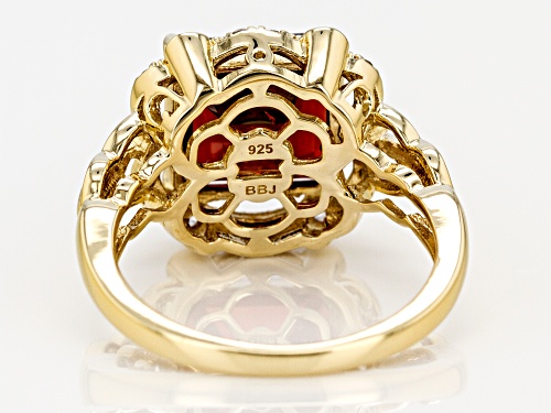 4.85ctw Vermelho Garnet™, White Zircon & Champagne Diamond Accent 18k Gold Over Silver Ring - Size 8
