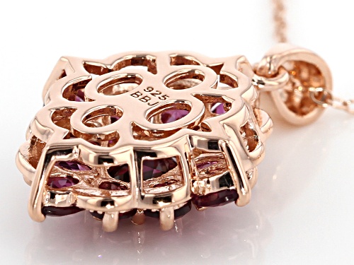 2.65CTW OVAL RASPBERRY COLOR RHODOLITE 18K ROSE GOLD OVER STERLING SILVER PENDANT WITH CHAIN