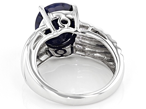 4.84ct Oval Blue Sapphire Rhodium Over Sterling Silver Solitaire ring - Size 8