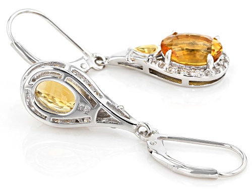 2.68ct Oval Citrine and 0.48ctw zircon rhodium and 18k gold over sterling silver earrings