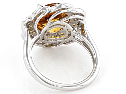 4.59ctw Citrine With 0.27ctw White Zircon Rhodium Over Sterling Silver Ring - Size 8