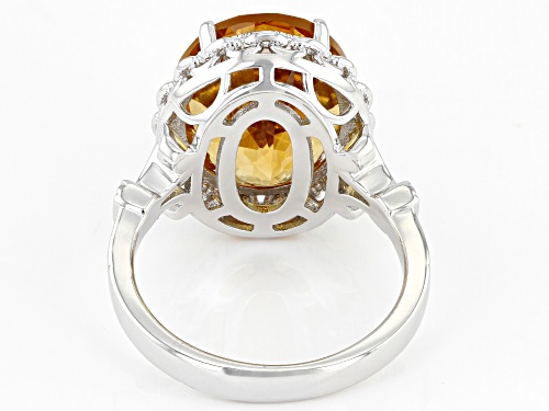 6.74ct Oval Citrine Rhodium Over Sterling Silver Solitaire Ring - Size 7