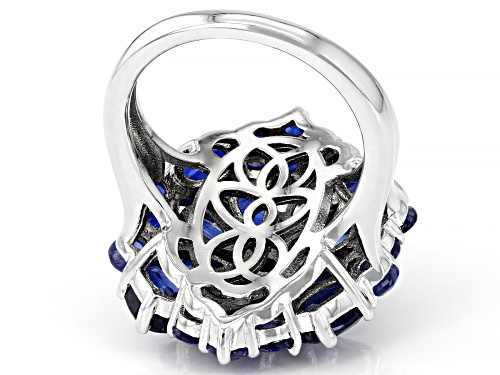 7.55ctw mixed shape Nepalese Blue Kyanite Rhodium Over Sterling Silver Ring - Size 10