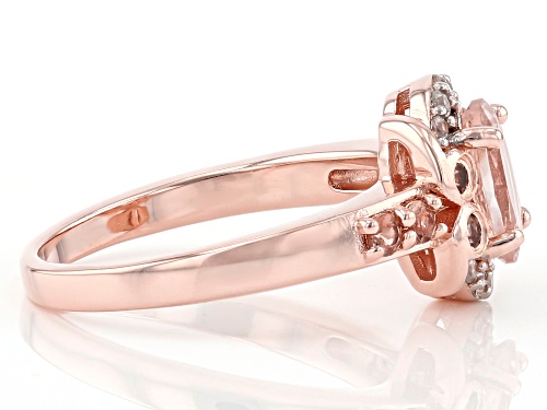 .89ct Oval Morganite, .45ctw Andalusite and Zircon 18k Rose Gold Over Silver Ring - Size 8