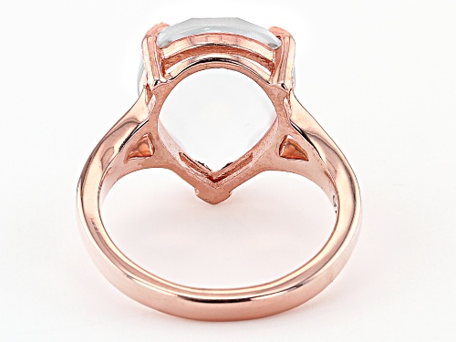 16x12mm Checkerboard Cut Rose Quartz 18k Rose Gold Over Sterling Silver Solitaire Ring - Size 8