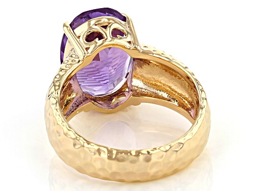 4.68ct Oval Brazilian Amethyst 18k Yellow Gold Over Sterling Silver Solitaire Ring - Size 8