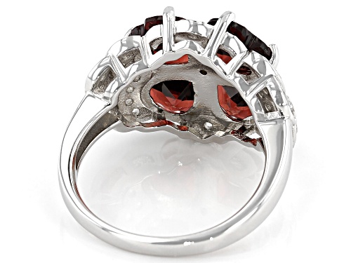 4.42ctw Heart Shape Vermelho Garnet™ with .48ctw Round White Zircon Rhodium Over Silver Ring - Size 8