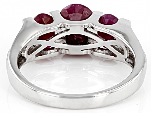 2.75ctw Oval Indian Ruby With 0.03ctw Round White Diamond Accent Rhodium Over Sterling Silver Ring - Size 10