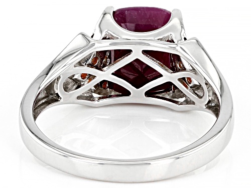 2.38ct Cushion Indian Ruby With 0.24ctw Round Vermehlo Garnet(TM) Rhodium Over Silver Ring - Size 7