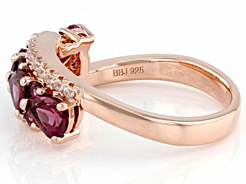 1.54ctw Raspberry Color Rhodolite and 0.26ctw White Zircon 18K Rose Gold Over Sterling Silver Ring - Size 7