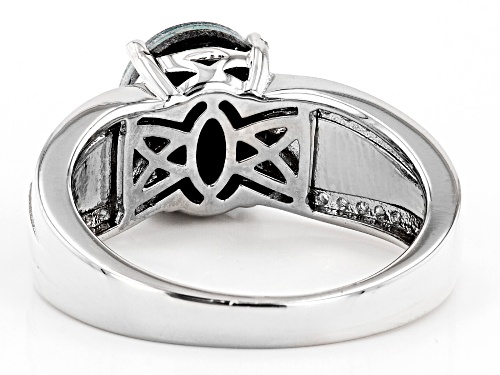 10X8mm Mosaic Opal Triplet, 5x4mm Lab Blue Opal, & .25ctw White Zircon Rhodium Over Silver Ring - Size 7