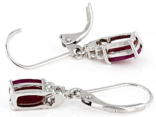 2.21ctw Indian Ruby With .01ctw Champagne Diamond Rhodium Over Sterling Silver Earrings