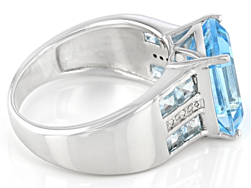 5.59ctw Mixed shapes Glacier Topaz(TM) With 0.02ctw Diamond Accent Rhodium Over Sterling Silver Ring - Size 7