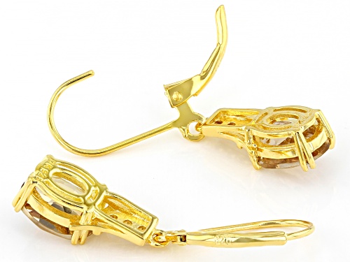 2.89ctw Champagne Quartz and 0.15ctw Golden Citrine 18K Yellow Gold Over Sterling Silver Earrings