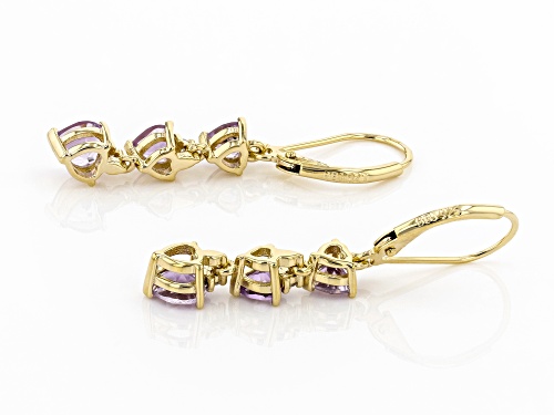 1.44ctw Heart Lavender Amethyst, .09ctw  Zircon 18K Yellow Gold Over Sterling Silver Earrings