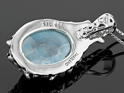 18x13mm Oval Larimar Cabochon Sterling Silver Pendant With Chain