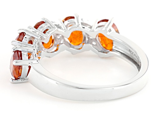 2.13ctw Oval Orange Kyanite And .11ctw Round White Zircon Sterling Silver 5-Stone Band Ring - Size 6