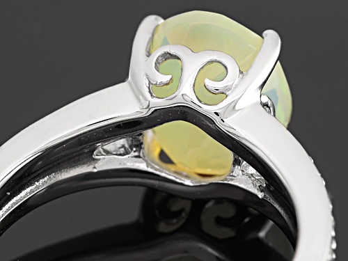 1.25ct Oval Ethiopian Opal With .21ctw Round White Zircon Sterling Silver Ring - Size 10
