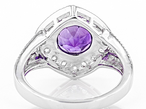 1.70ct Uruguayan Amethyst And .80ctw Round White Zircon Sterling Silver Ring - Size 8