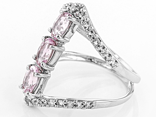 1.27ctw Oval Precious Pink Topaz With .48ctw Round White Topaz Sterling Silver 3-Stone Ring - Size 5