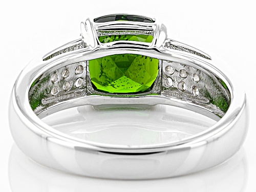 1.96ct Square Cushion Russian Chrome Diopside With .26ctw Round White Zircon Sterling Silver Ring - Size 12