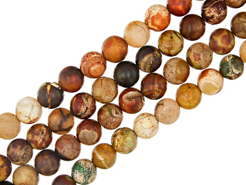 Matte Agate & Matte Earth Agate Round appx 8-10mm Bead Strand Set of 8 appx 14-15
