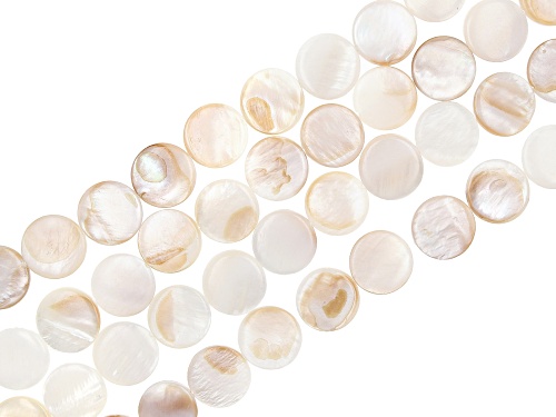 Mother of Pearl appx 15-20mm Round Bead Strand Set of 14 appx 14-15
