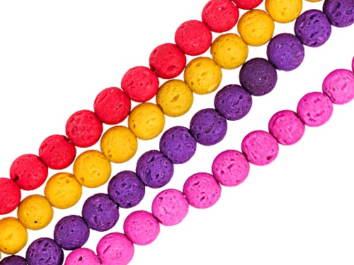 Multicolor Lava Rock 6mm Round Bead Strands Approximately 15