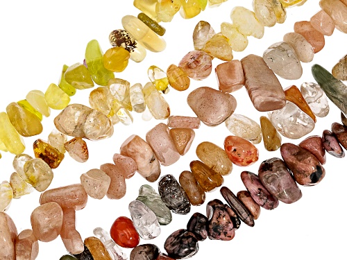 Multi-Stone Chip Endless Bead Strand Set of 15