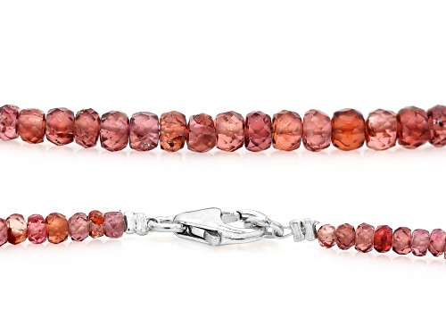 Red Zircon 3-5mm Faceted Round Bead Strand with Sterling Silver Clasp