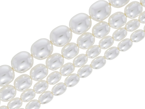 Multicolor Glass Pearl Rice Shaped Bead Strand Set of 8