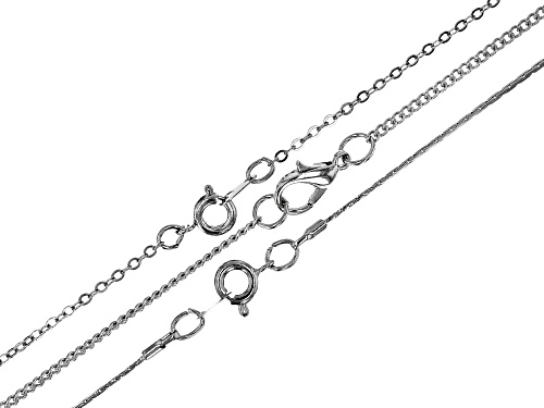 Chain Set of 12 in Assorted Links with Clasps in Silver Tone Appx 18
