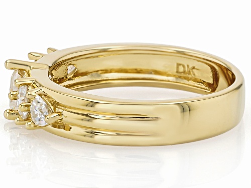 MOISSANITE FIRE® 0.74CTW DEW TRILLION AND SQUARE CUSHOIN 14K YELLOW GOLD OVER SILVER RING - Size 6