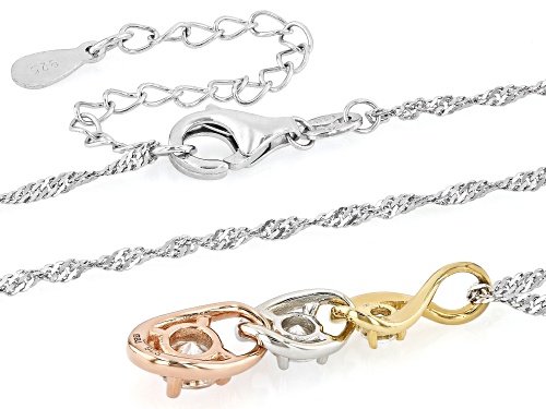 MOISSANITE FIRE® 0.83CTW DEW ROUND BRILLIANT PLATINEVE® TRI COLOR PENDANT AND CHAIN