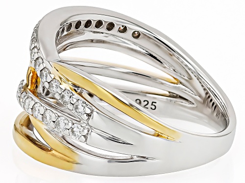 MOISSANITE FIRE® 0.68CTW DEW ROUND  PLATINEVE® TWO TONE RING - Size 6